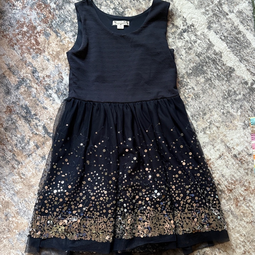 Knitworks Black and Gold Sequin Kids Dress